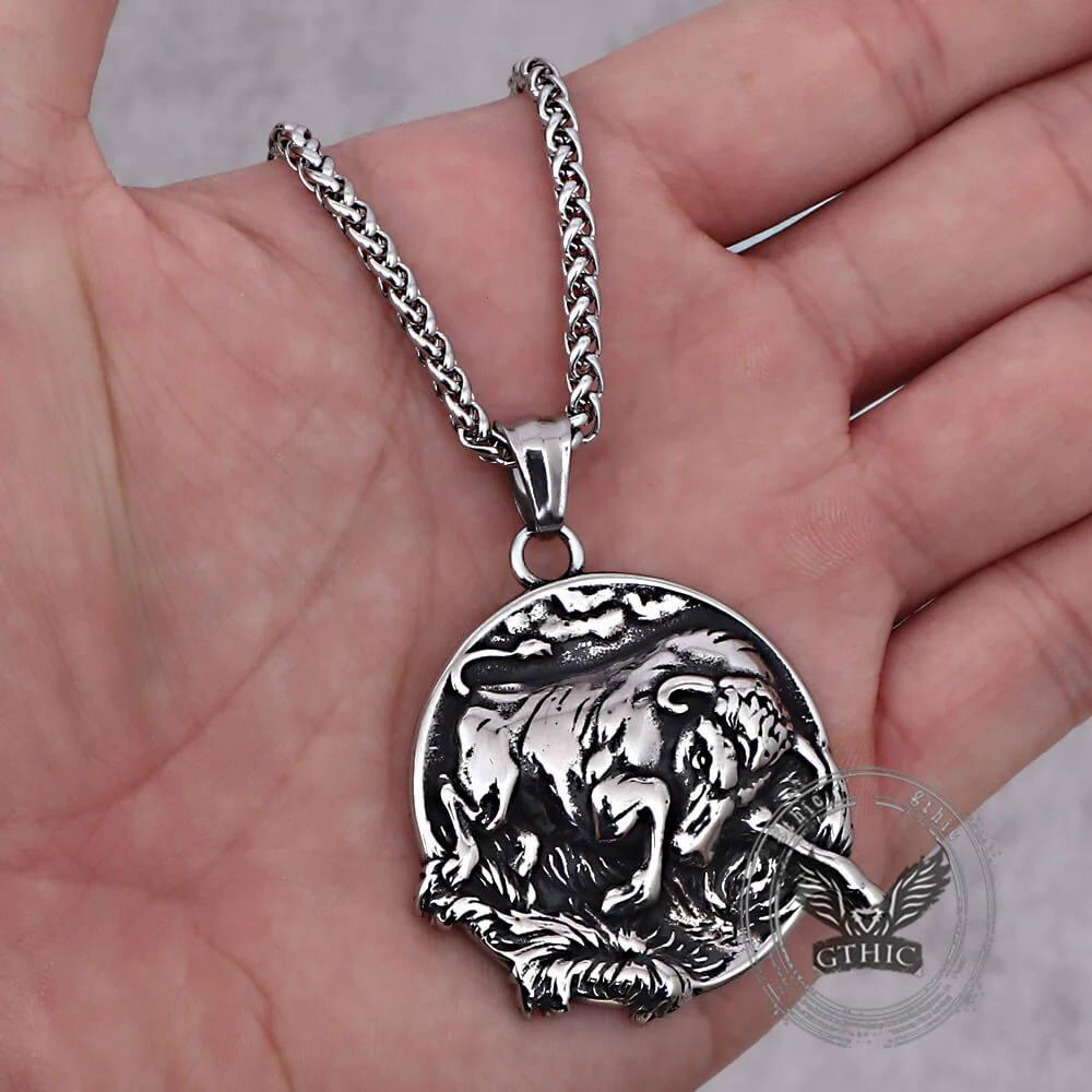 Punk Bull Charging Stainless Steel Animal Pendant
