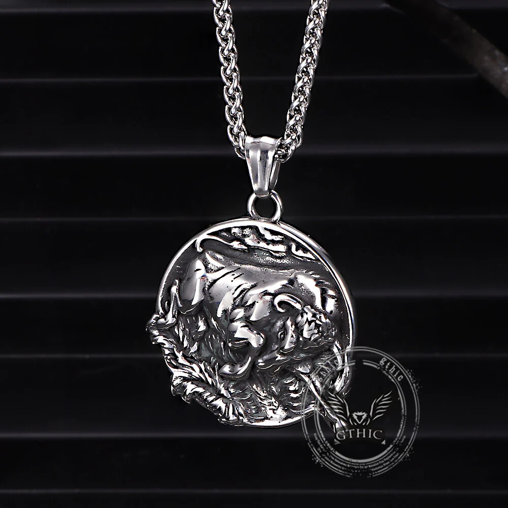 Punk Bull Charging Stainless Steel Animal Pendant