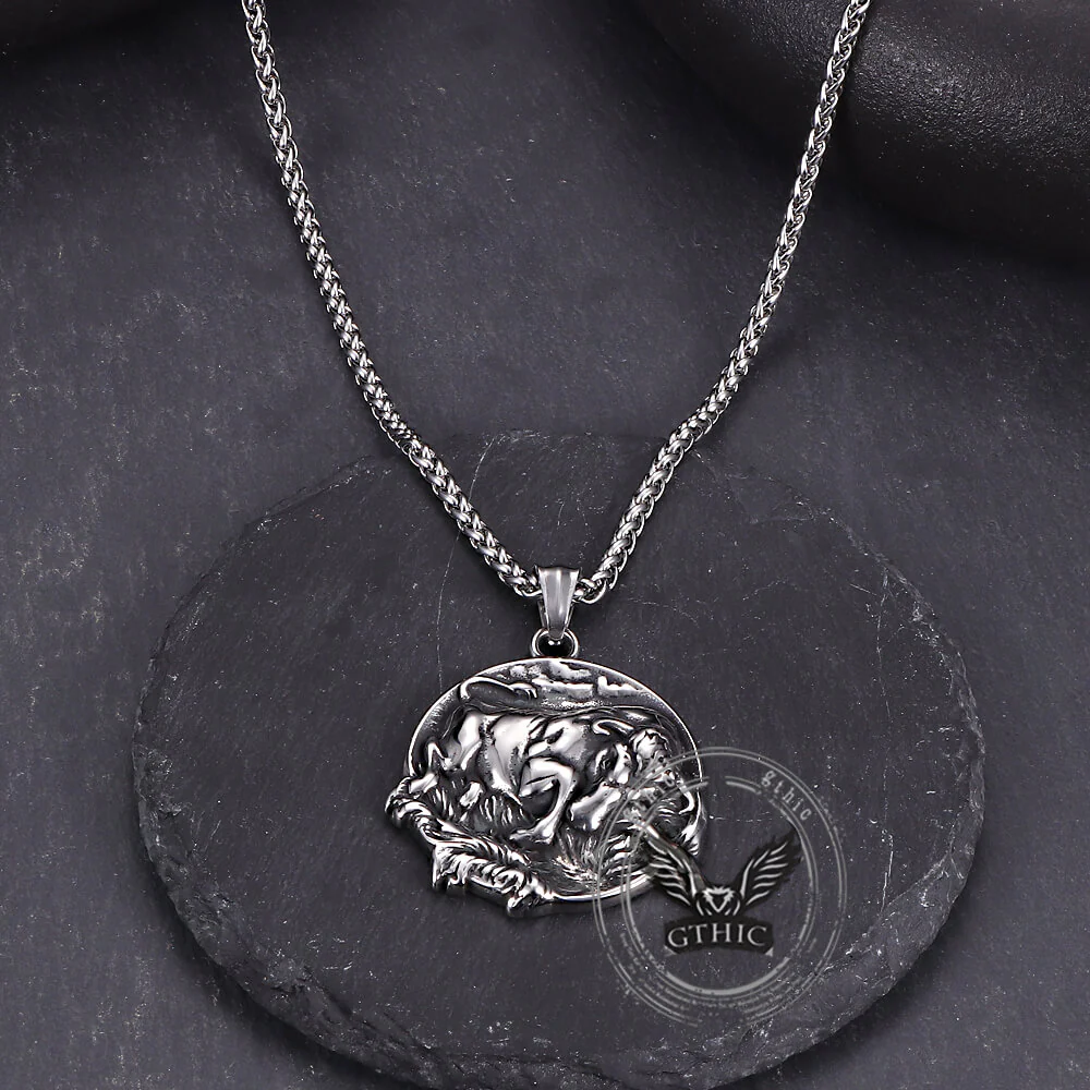 Punk Bull Charging Stainless Steel Animal Pendant