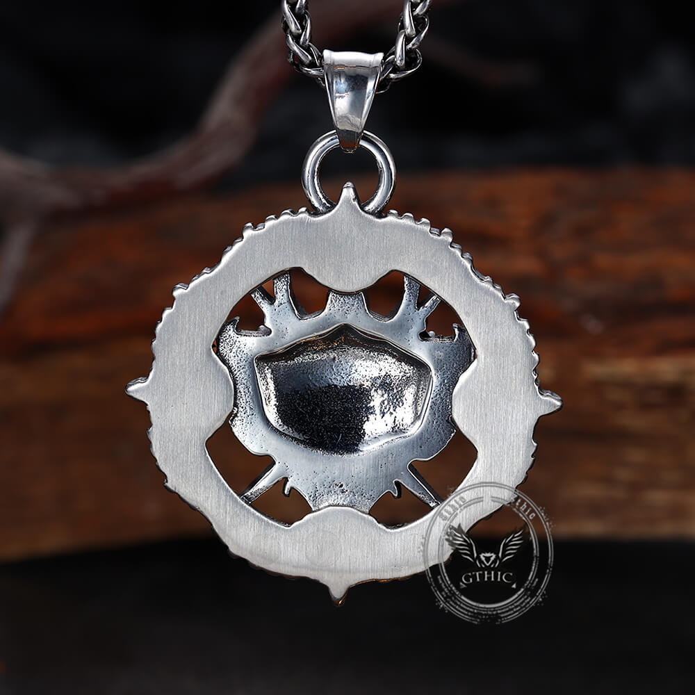 Vintage Turntable Samurai Demon Stainless Steel Pendant