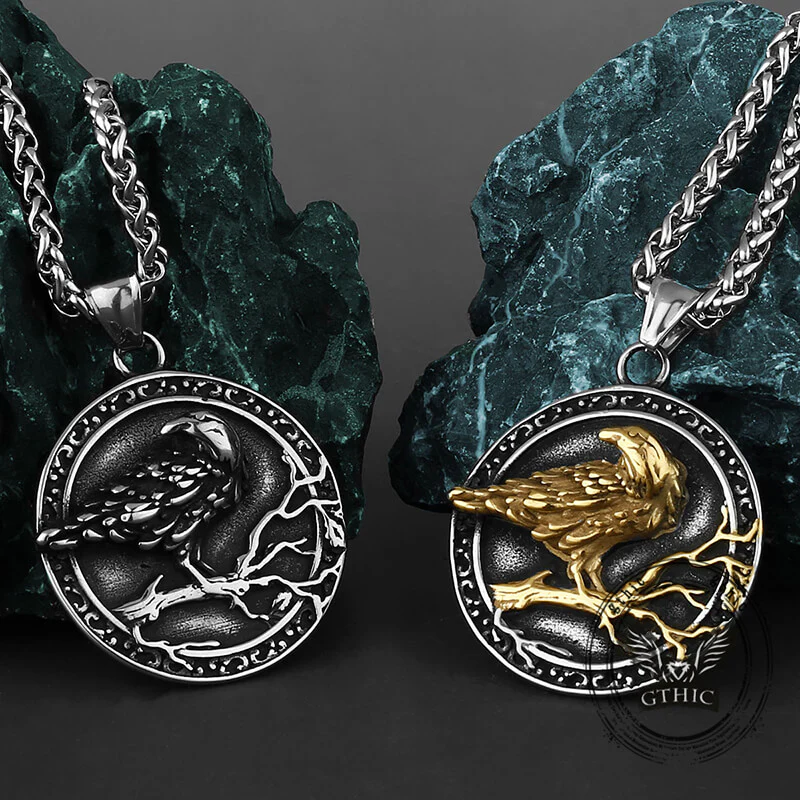 Vintage Viking Raven Stainless Steel Nordic Pendant