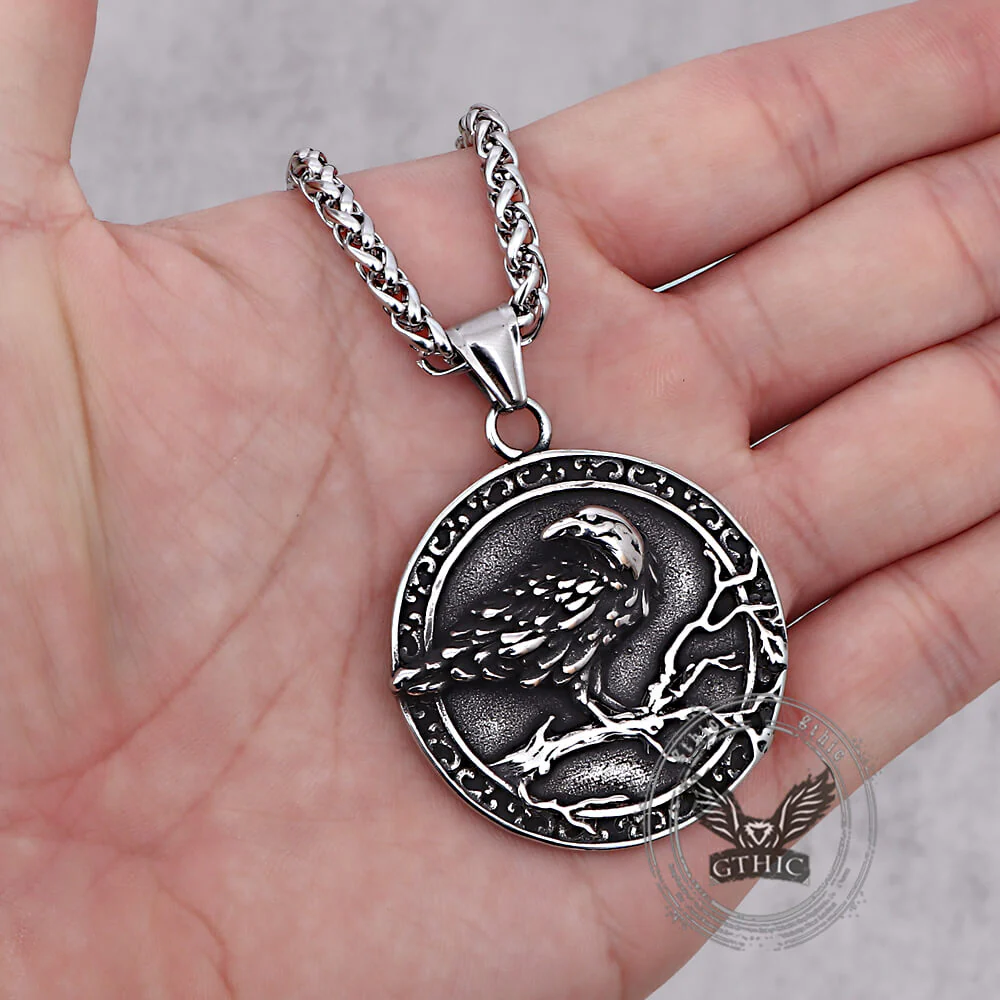 Vintage Viking Raven Stainless Steel Nordic Pendant