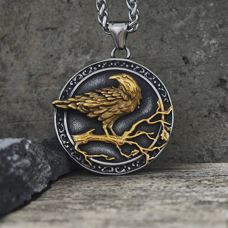 Vintage Viking Raven Stainless Steel Nordic Pendant