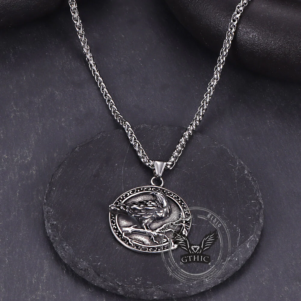 Vintage Viking Raven Stainless Steel Nordic Pendant