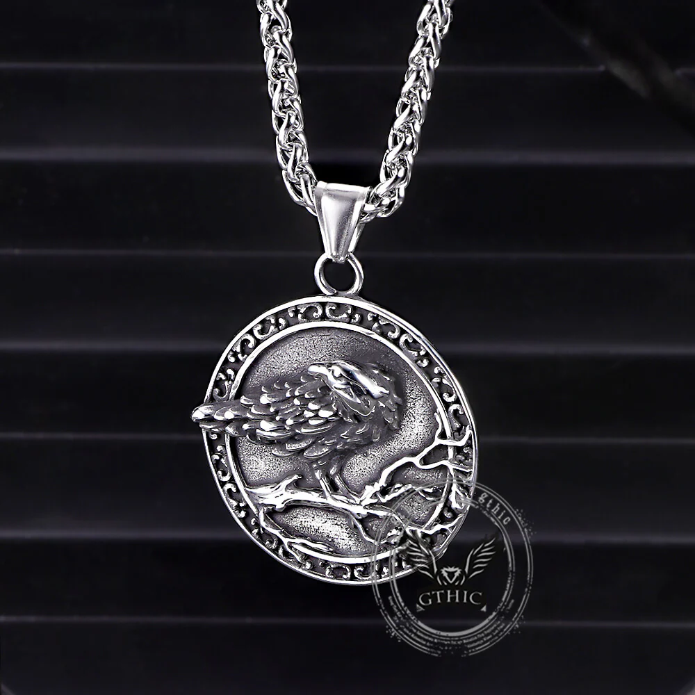 Vintage Viking Raven Stainless Steel Nordic Pendant