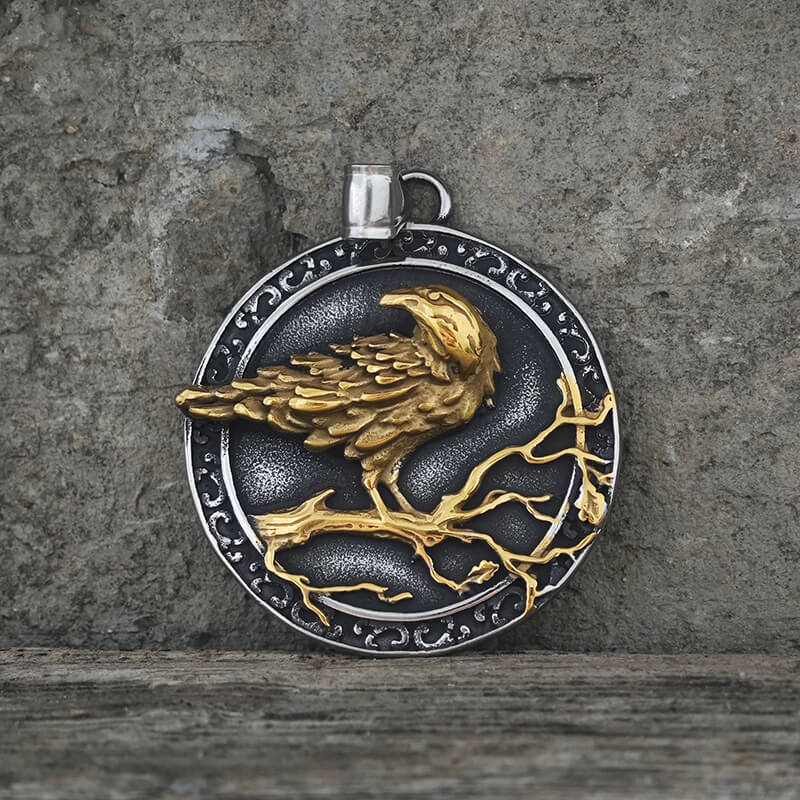 Vintage Viking Raven Stainless Steel Nordic Pendant