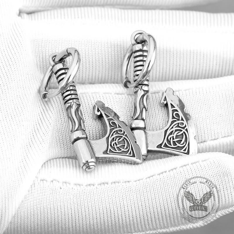 Vintage Viking Axe Stainless Steel Drop Earrings