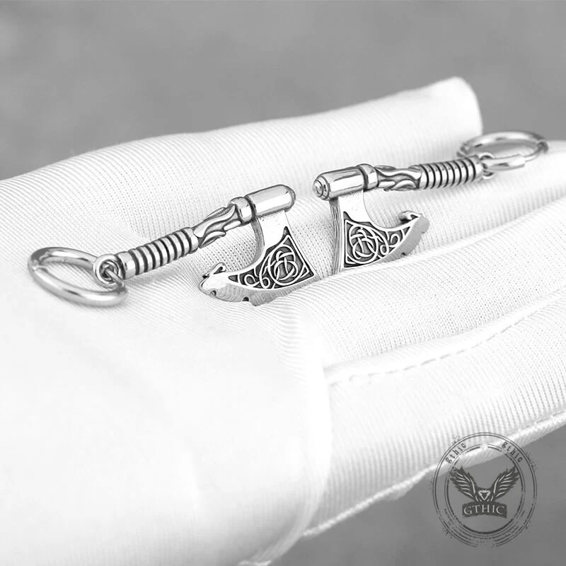 Vintage Viking Axe Stainless Steel Drop Earrings