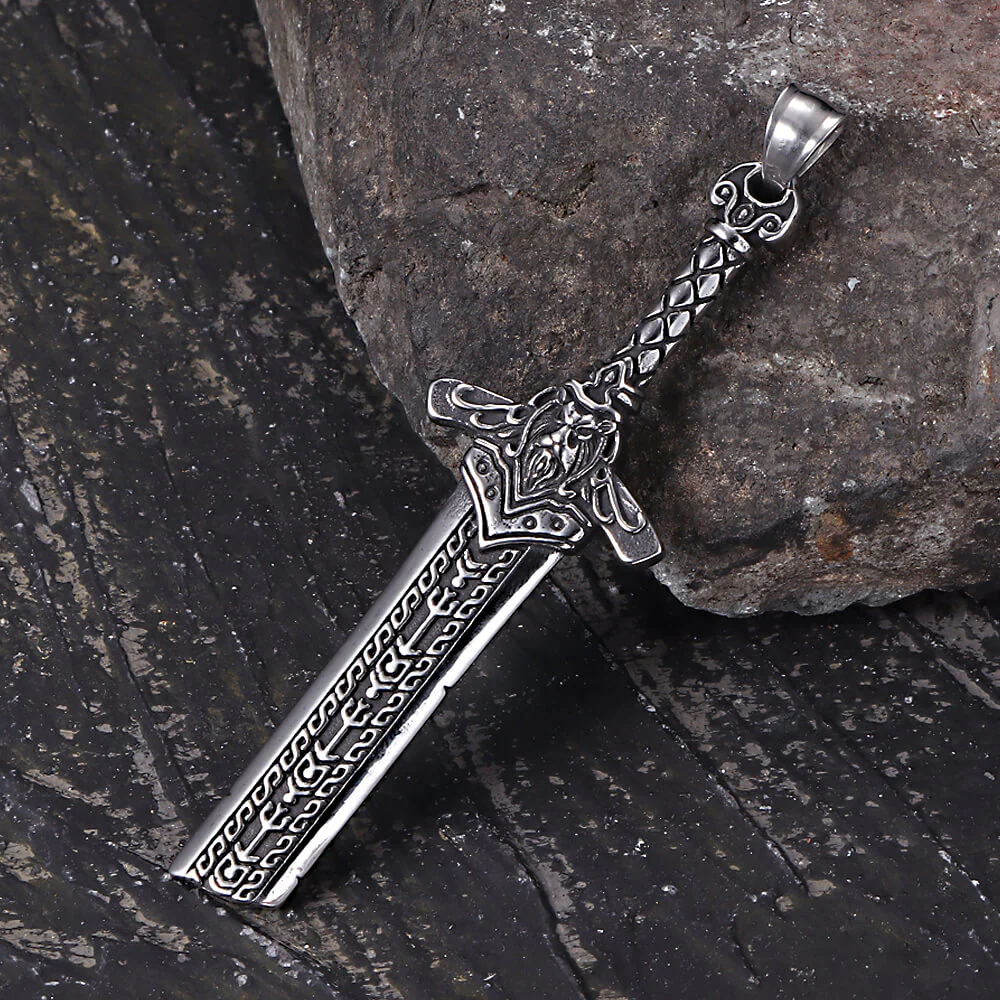 Viking Broken Sword Stainless Steel Amulet Pendant
