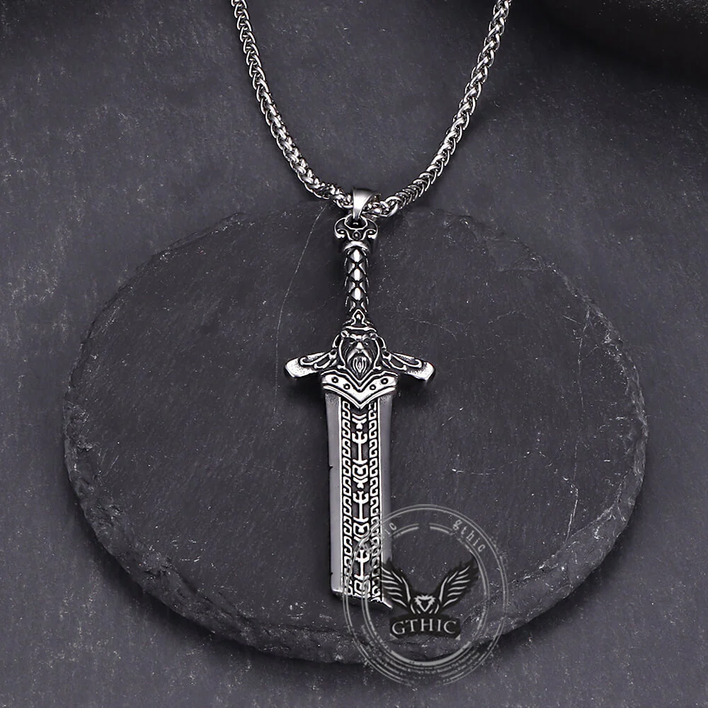 Viking Broken Sword Stainless Steel Amulet Pendant