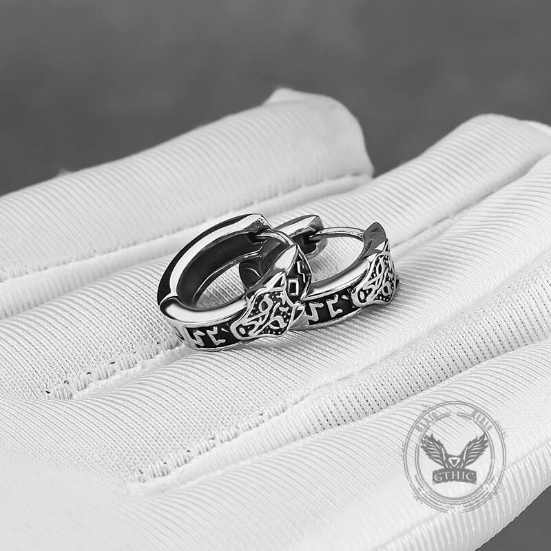 18042-nordic-wolf-head-stainless-steel-viking-hoop-earrings-4.webp Nordic Wolf Head Stainless Steel Viking Hoop Earrings
