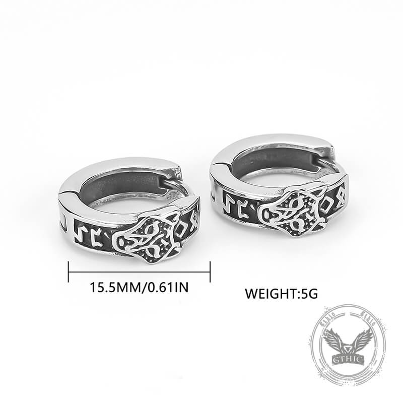 18042-nordic-wolf-head-stainless-steel-viking-hoop-earrings-6.jpg Nordic Wolf Head Stainless Steel Viking Hoop Earrings