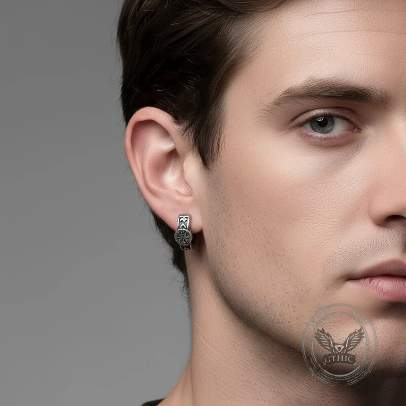 18043-vintage-compass-rune-stainless-steel-hoop-earrings-2.webp Vintage Compass Rune Stainless Steel Hoop Earrings
