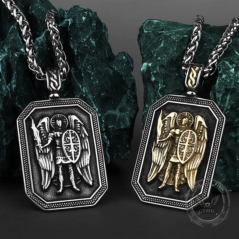 Vintage St. Michael Archangel Medal Stainless Steel Pendant