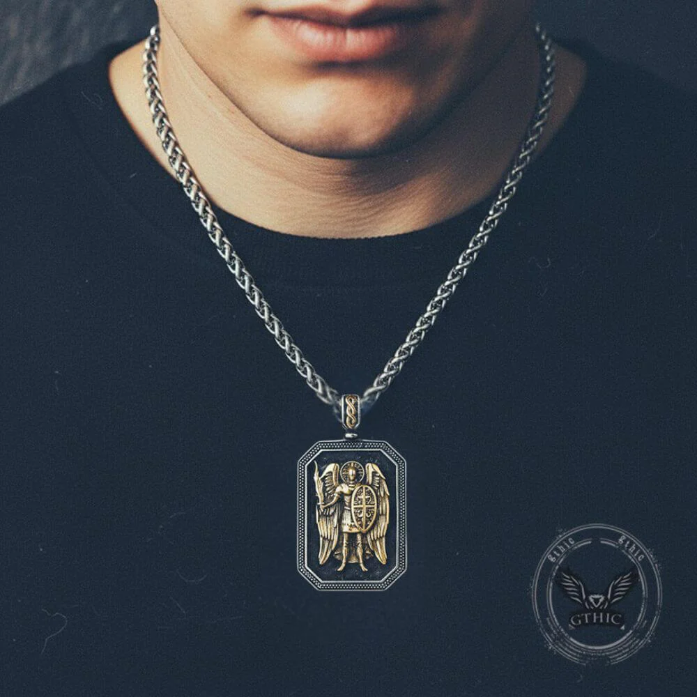Vintage St. Michael Archangel Medal Stainless Steel Pendant