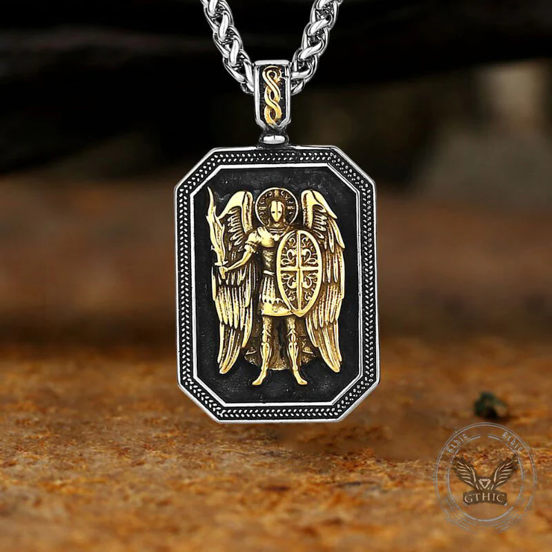 Vintage St. Michael Archangel Medal Stainless Steel Pendant
