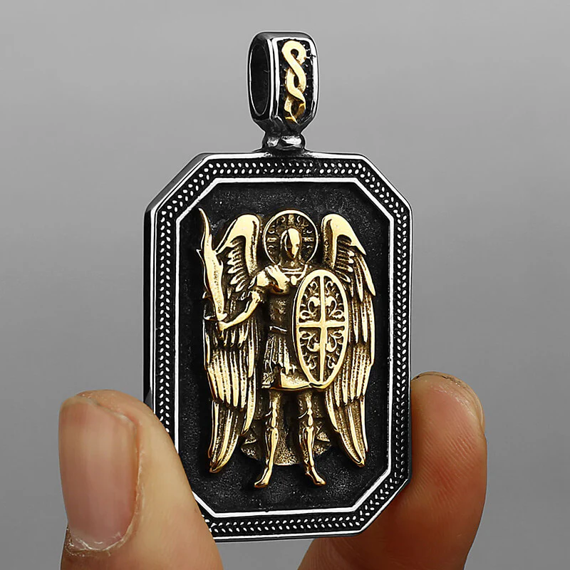 Vintage St. Michael Archangel Medal Stainless Steel Pendant