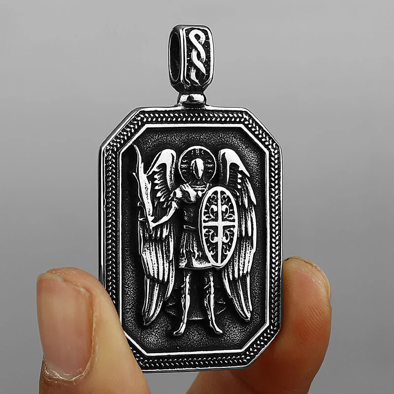 Vintage St. Michael Archangel Medal Stainless Steel Pendant