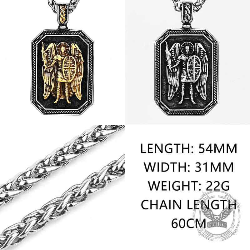 Vintage St. Michael Archangel Medal Stainless Steel Pendant