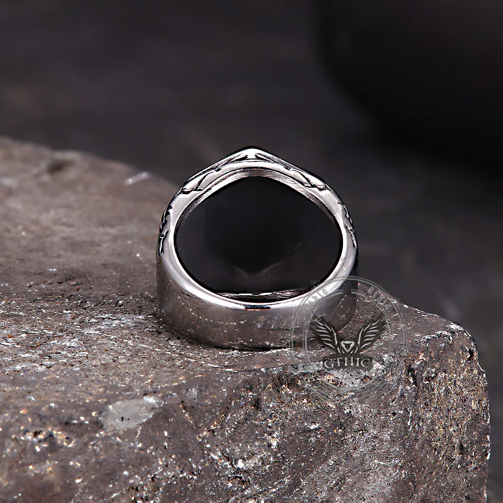 Vintage Tree of Life Vegvisir Rune Stainless Steel Viking Ring