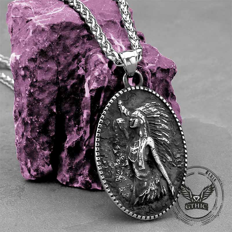 Vintage Native Indian Stainless Steel Amulet Pendant