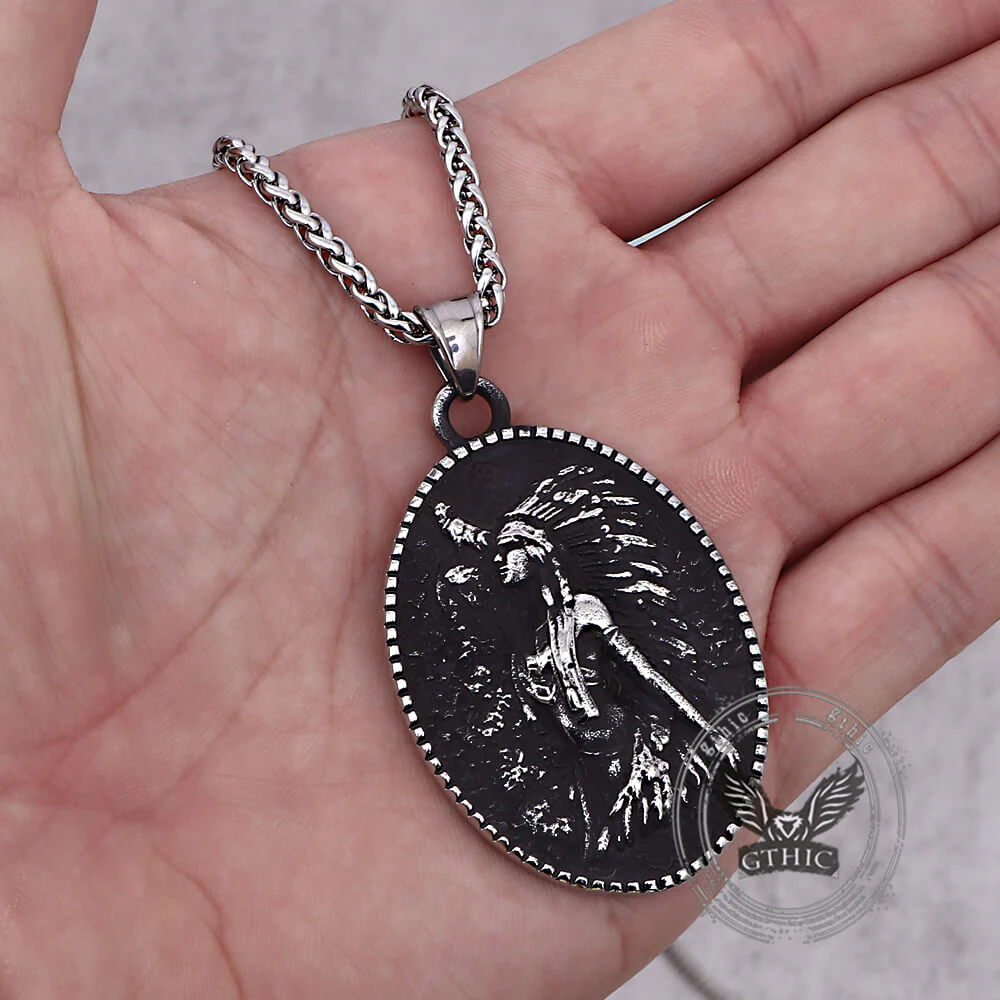 Vintage Native Indian Stainless Steel Amulet Pendant