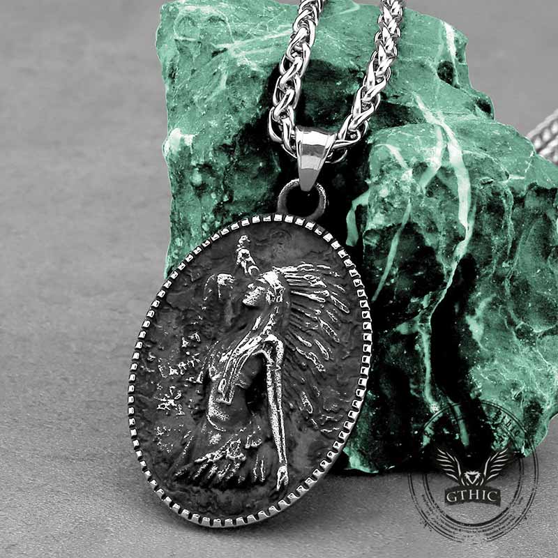 Vintage Native Indian Stainless Steel Amulet Pendant