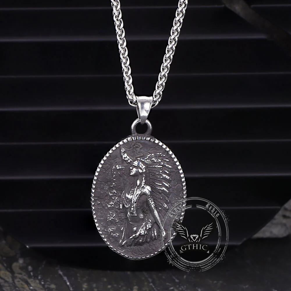 Vintage Native Indian Stainless Steel Amulet Pendant