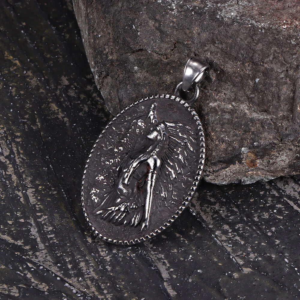 Vintage Native Indian Stainless Steel Amulet Pendant