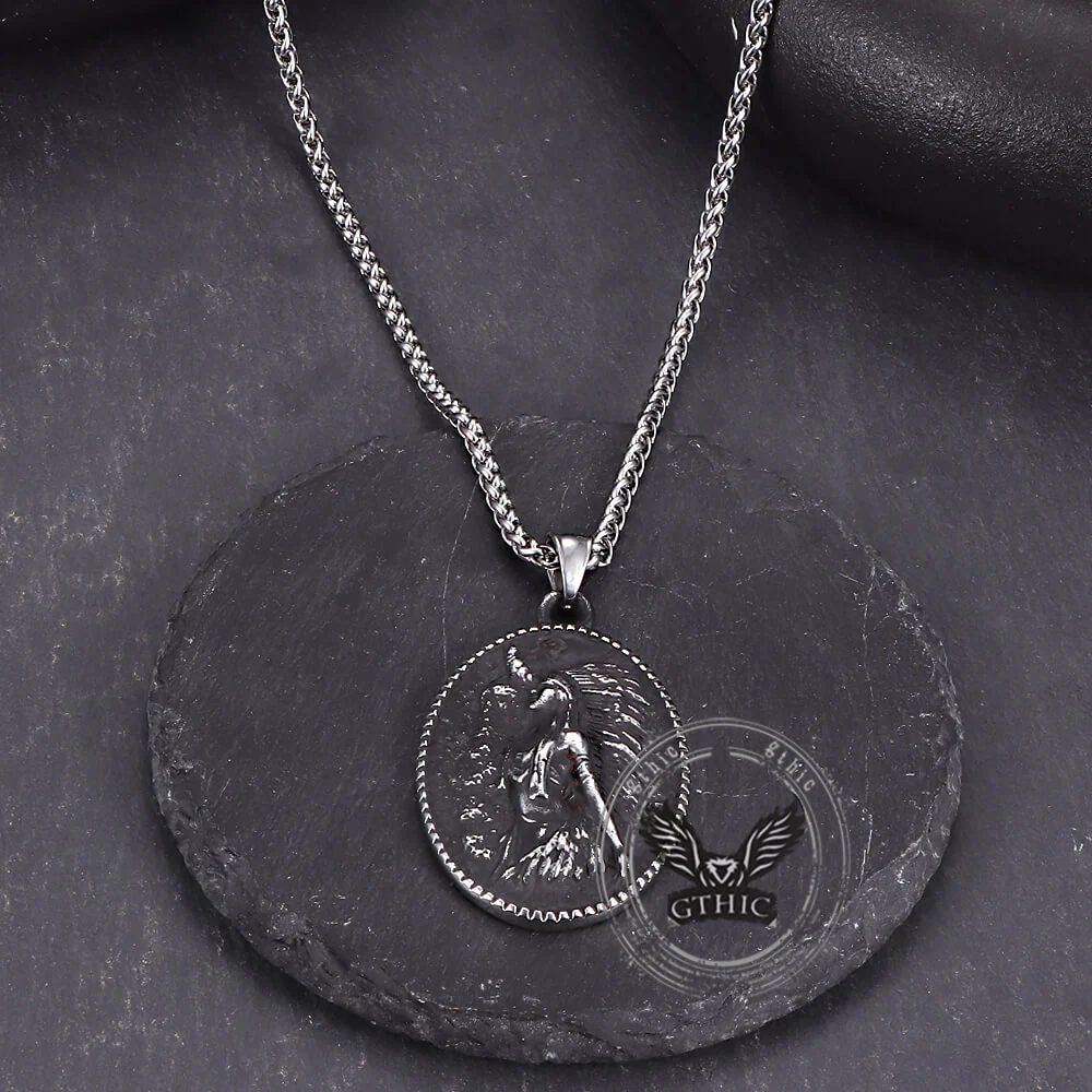 Vintage Native Indian Stainless Steel Amulet Pendant