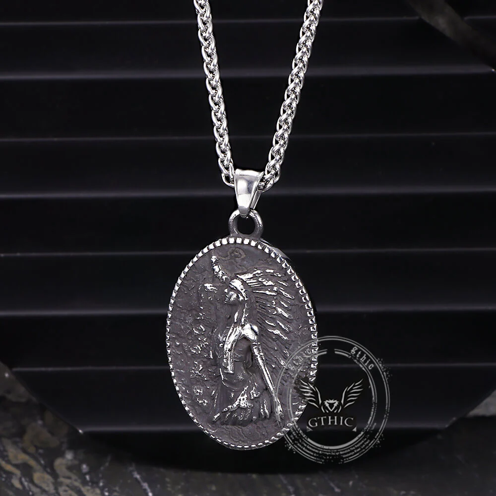 Vintage Native Indian Stainless Steel Amulet Pendant