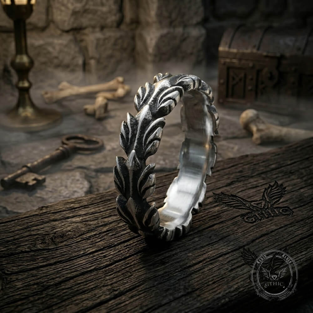 Vintage Animal Feather Stainless Steel Ring