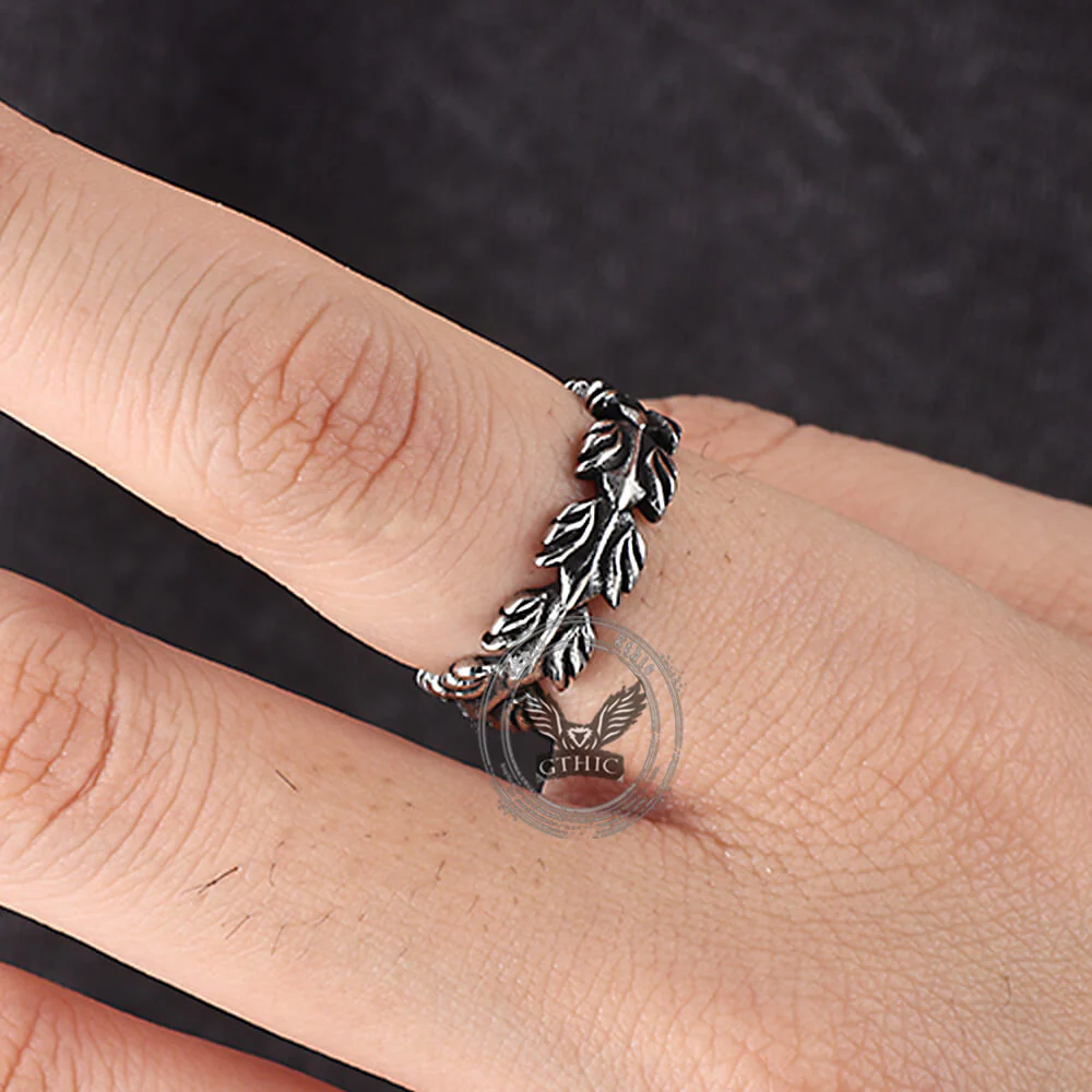 Vintage Animal Feather Stainless Steel Ring