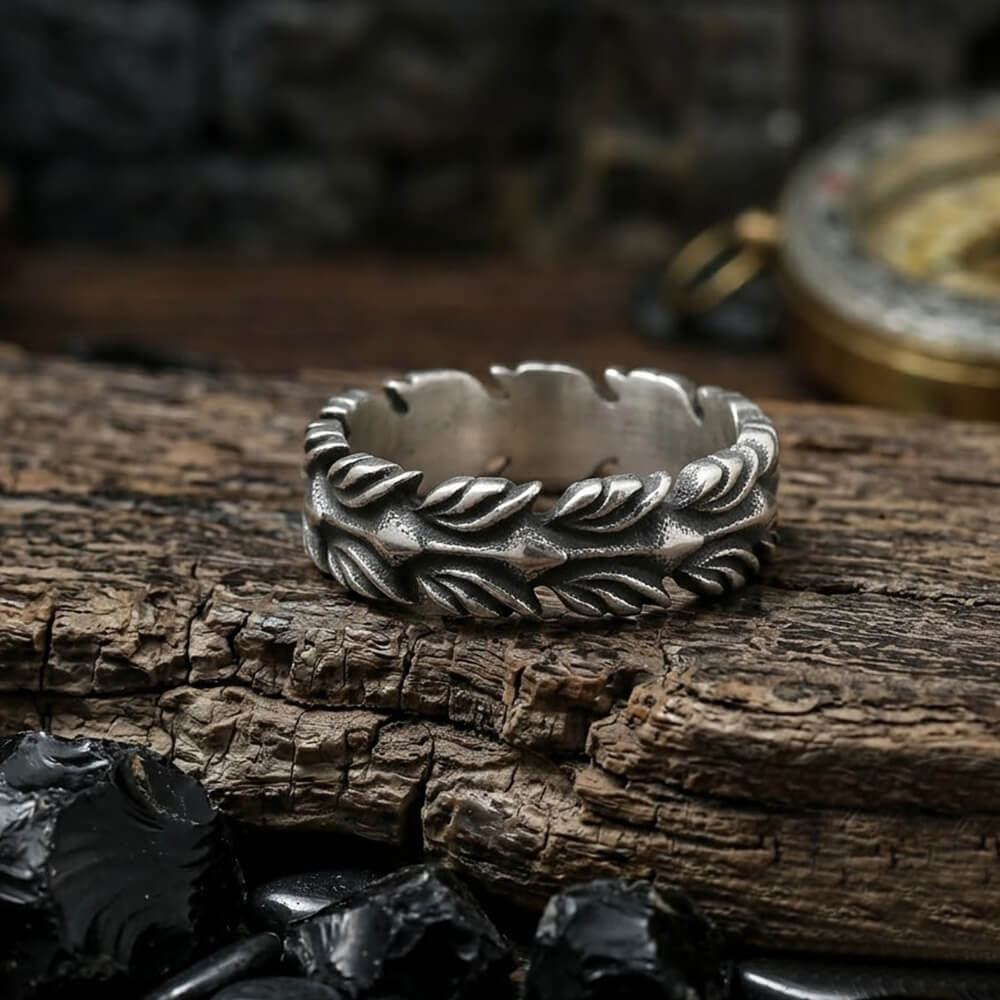 Vintage Animal Feather Stainless Steel Ring