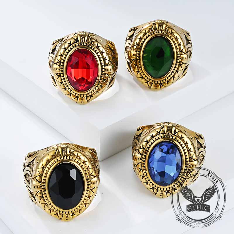 18143-vintage-zulfikar-sword-pattern-stainless-steel-gem-ring-1.jpg Vintage Zulfikar Sword Pattern Stainless Steel Gem Ring