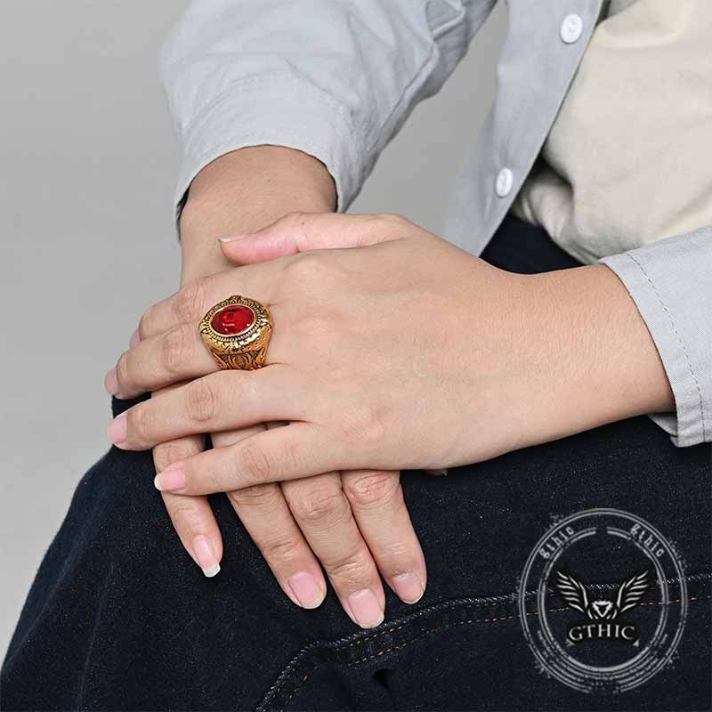 18143-vintage-zulfikar-sword-pattern-stainless-steel-gem-ring-2.jpg Vintage Zulfikar Sword Pattern Stainless Steel Gem Ring