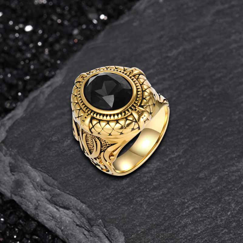18143-vintage-zulfikar-sword-pattern-stainless-steel-gem-ring-3.jpg Vintage Zulfikar Sword Pattern Stainless Steel Gem Ring
