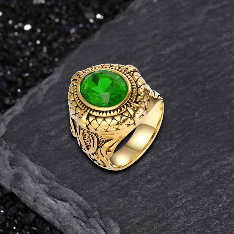 18143-vintage-zulfikar-sword-pattern-stainless-steel-gem-ring-5.jpg Vintage Zulfikar Sword Pattern Stainless Steel Gem Ring