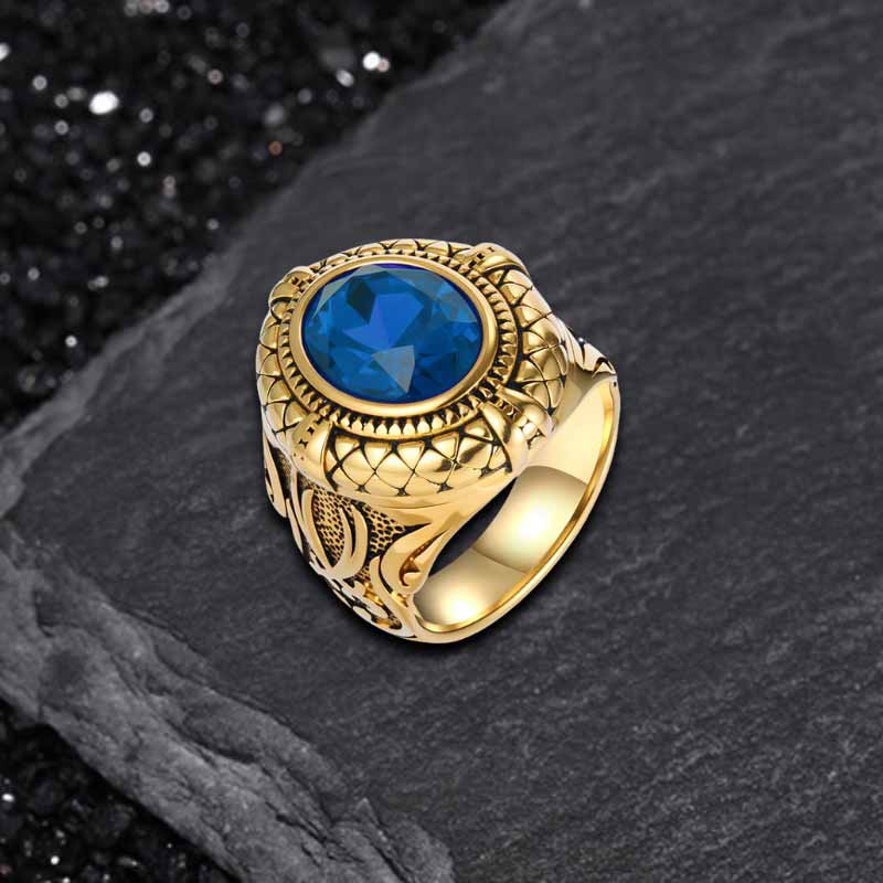 18143-vintage-zulfikar-sword-pattern-stainless-steel-gem-ring-6.jpg Vintage Zulfikar Sword Pattern Stainless Steel Gem Ring