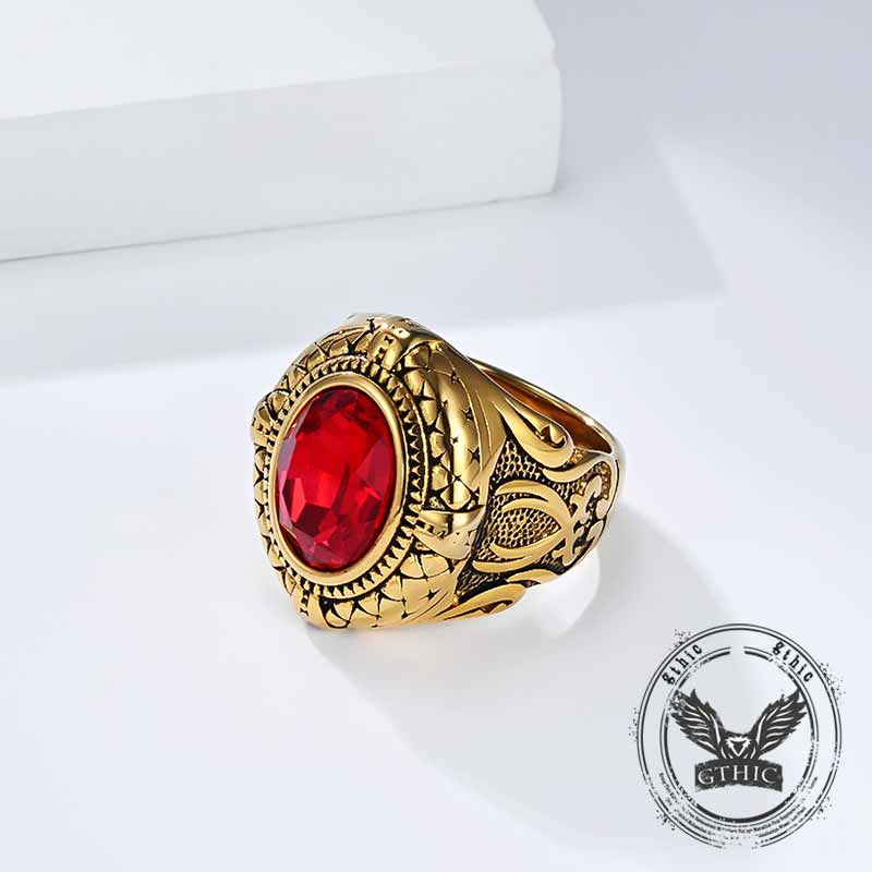 18143-vintage-zulfikar-sword-pattern-stainless-steel-gem-ring-8.jpg Vintage Zulfikar Sword Pattern Stainless Steel Gem Ring