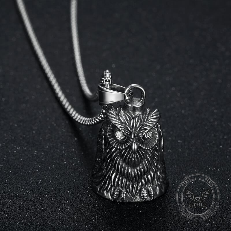 18195-punk-gem-owl-lucky-bell-stainless-steel-pendant-3.jpg Punk Gem Owl Lucky Bell Stainless Steel Pendant
