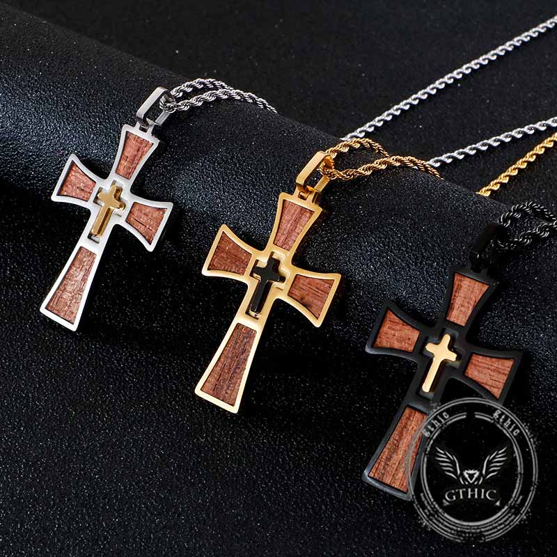Vintage Multi-Layered Cross Stainless Steel Pendant