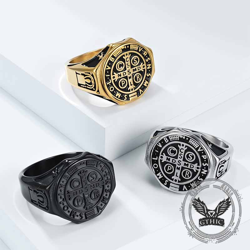 Vintage St. Benedict's Medal Stainless Steel Ring