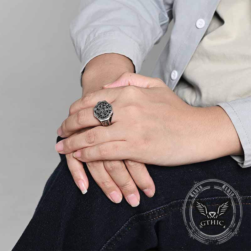 Vintage St. Benedict's Medal Stainless Steel Ring