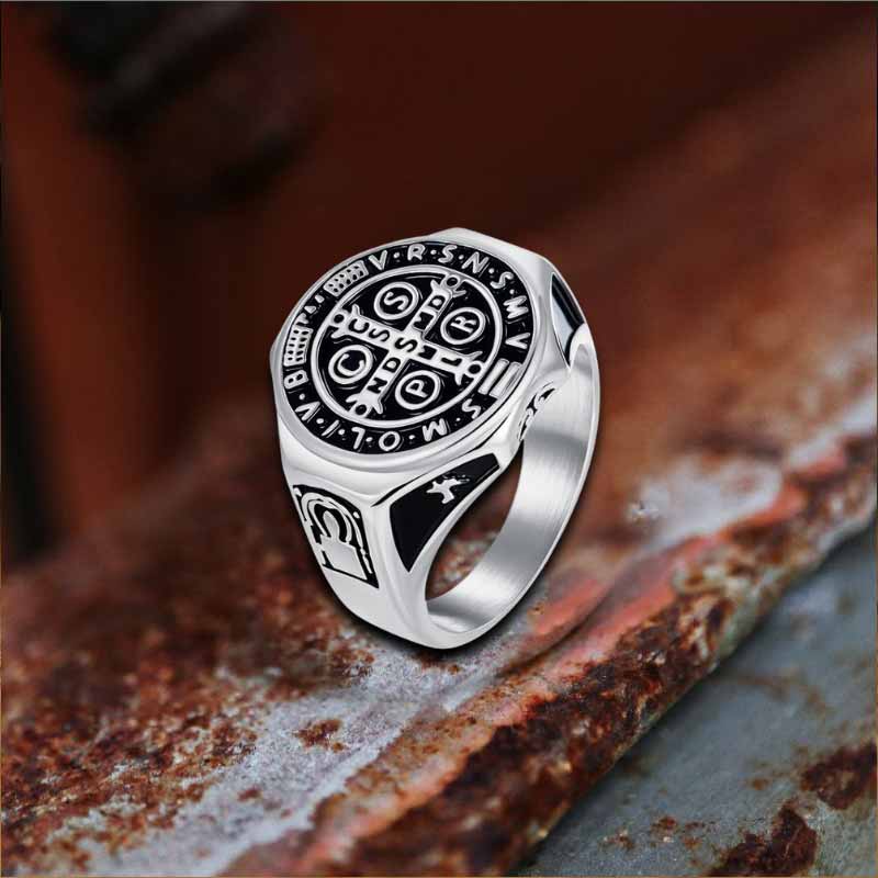 Vintage St. Benedict's Medal Stainless Steel Ring