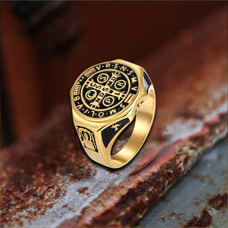 Vintage St. Benedict's Medal Stainless Steel Ring