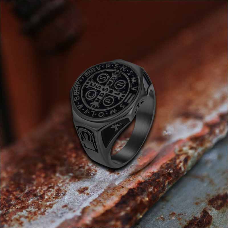 Vintage St. Benedict's Medal Stainless Steel Ring