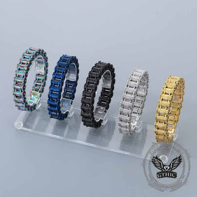 Punk Motorcycle Gear Chain Stainless Steel Bracelet