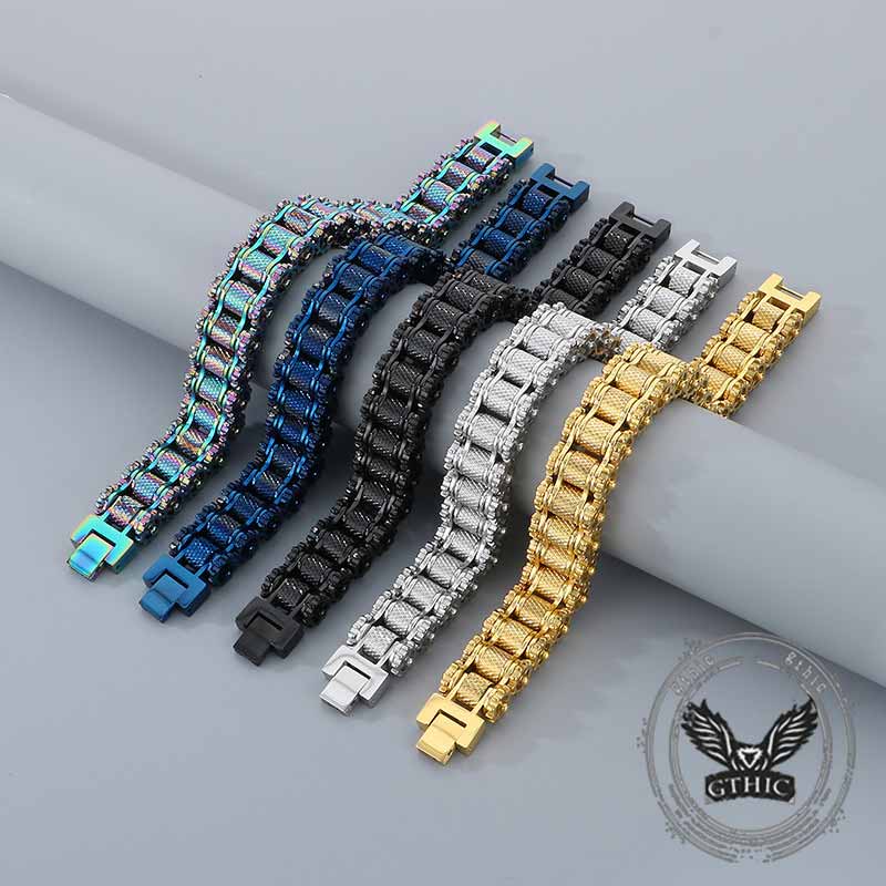 Punk Motorcycle Gear Chain Stainless Steel Bracelet