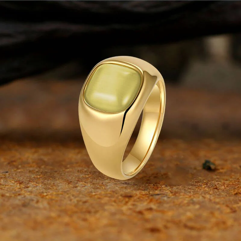 Minimalist Cat's Eye Stone Stainless Steel Versatile Ring